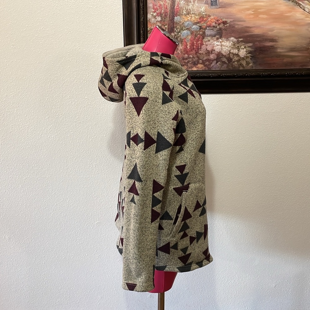 North Face Crescent Wrap Fleece Jacket Toggle Button Peyote Beige Aztec Sweater - Picture 6 of 14